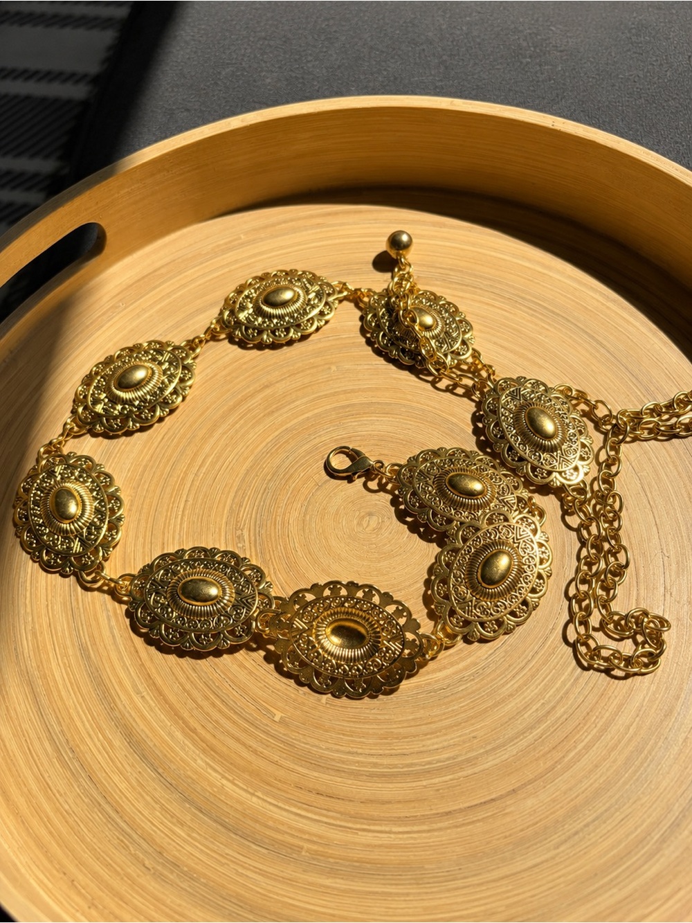 Vintage Boho Gold Concho Chain Belt | Western Festival Statement